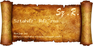 Sztahó Rózsa névjegykártya